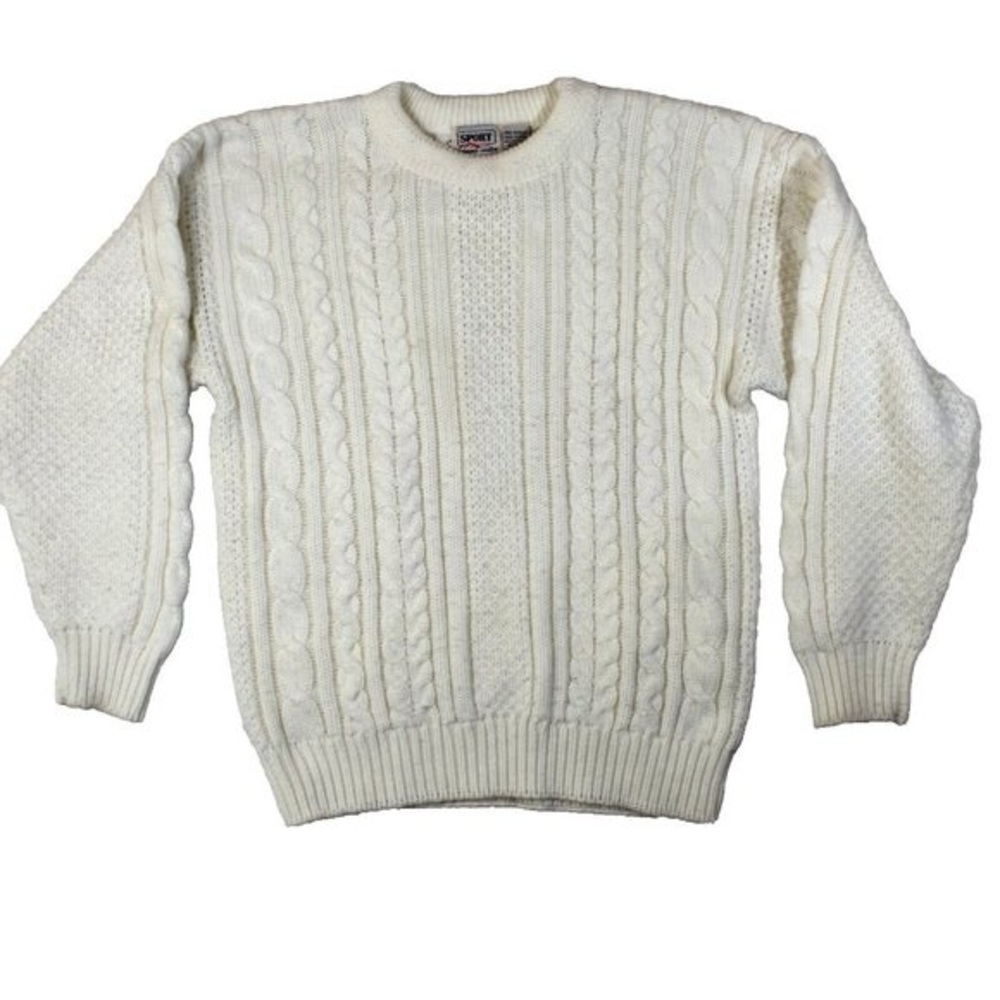 Chunky Cable Knit Fisherman Womens Medium White Tennis
Pickleball Preppy